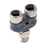 ELCO Y COUPLER SINGLE M12 MALE 4 PINS TO DUAL HEAD - M12 FEMALE 4 PINS