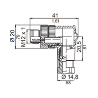 LSB12.4-0/C(BU) ELCO M12 FIELD ATTACHABLE SCREW TERMINAL CONNECTORS 4 PIN MALE ELBOW