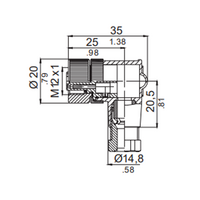 LSBO12.8-0/C(BU) ELCO M12 FIELD ATTACHABLE SCREW TERMINAL CONNECTORS 8 PIN FEMALE ELBOW