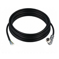 ELCO SINGLE ENDED MICRO CABLE, 4 PIN M12 FEMALE ELBOW PVC BLACK 22 AWG 5M
