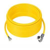 ELCO SINGLE ENDED MICRO CABLE, 4 PIN M12 FEMALE ELBOW PVC YELLOW 22 AWG 15M