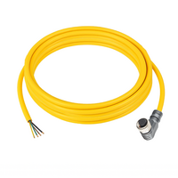 ELCO SINGLE ENDED MICRO CABLE, 4 PIN M12 FEMALE ELBOW PVC YELLOW 22 AWG 3M