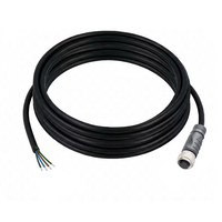 ELCO SINGLE ENDED MICRO CABLE, 4 PIN M12 FEMALE STRAIGHT PVC BLACK 22 AWG 5M