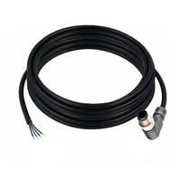 ELCO SINGLE ENDED MICRO CABLE, 4 PIN M12 MALE ELBOW PVC BLACK 22 AWG 5M