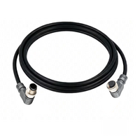 ELCO DOUBLE ENDED PATCH CABLE, 4 PIN M12 F/M ELBOW 2M PUR BLACK 22 AWG