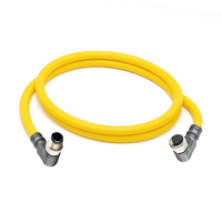 ELCO DOUBLE ENDED PATCH CABLE, 4 PIN M12 F/M ELBOW 1M PUR YELLOW 22 AWG