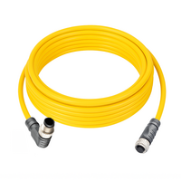 ELCO DOUBLE ENDED PATCH CABLE, 4 PIN M12 F/M STR/ELB 5M PUR YELLOW 22 AWG