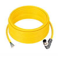 ELCO SINGLE ENDED MICRO CABLE, 4 PIN M12 MALE ELBOW PVC YELLOW 22 AWG 10M