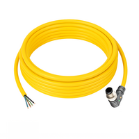 ELCO SINGLE ENDED MICRO CABLE, 4 PIN M12 MALE ELBOW PUR YELLOW 22 AWG 5M PNP LED