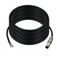 ELCO SINGLE ENDED MICRO CABLE, 4 PIN M12 MALE STRAIGHT PVC BLACK 22 AWG 15M