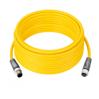 ELCO DOUBLE ENDED PATCH CABLE, 4 PIN M12 F/M STRAIGHT 10M PUR YELLOW 22 AWG