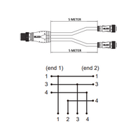 ECS-2CO8.3-5.23/5.23/P ELCO Y-SPLITTER STRAIGHT M12 MALE 4 PINS X (2) STRAIGHT M8 FEMALE 3 PINS, 5 METER YELLOW PUR, 24 AWG