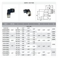 PL1/2-3/8NPT FLOFLEX FLOFLEX COMPOSITE PUSH-IN PNEUMATIC FITTING, 1/2" TUBE X 3/8" NPT MALE 90 DEGREE REDUCING ELBOW