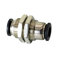 FLOFLEX COMPOSITE PUSH-IN PNEUMATIC FITTING, 3/8&quot; TUBE UNION BULKHEAD