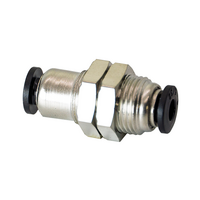FLOFLEX COMPOSITE PUSH-IN PNEUMATIC FITTING, 5/32&quot; TUBE UNION BULKHEAD