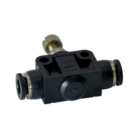 FLOFLEX PLASTIC PUSH-IN PNEUMATIC FITTING, 1/4&quot; TUBE INLINE - KNOB ADJUSTMENT