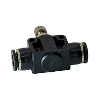 FLOFLEX PLASTIC PUSH-IN PNEUMATIC FITTING, 10MM TUBE INLINE - KNOB ADJUSTMENT