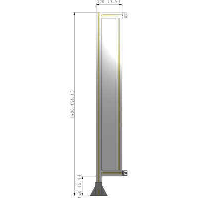 A1-1400-0200-0150-HYPFK SINGLE PANEL-LEG ON LEFT WITH HINGES 1400MM X 200MM 1/4" POLYCARBONATE, AS A KIT