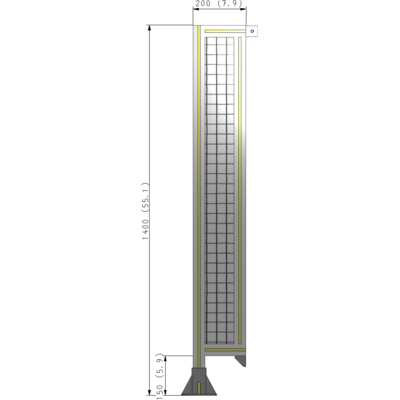 A1-1400-0200-0150-TYMFK SINGLE PANEL-LEG ON LEFT WITH TIE PLATES AND ANGLE 1400MM X 200MM  1" MESH, AS A KIT