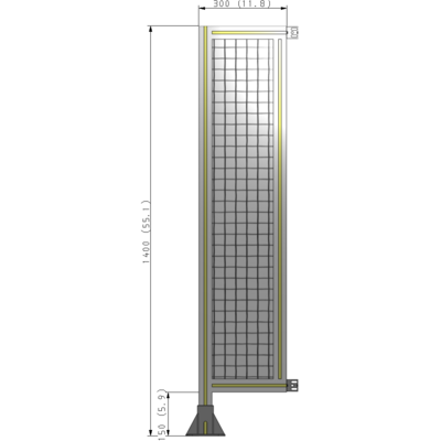 A1-1400-0300-0150-HYMFA SINGLE PANEL-LEG ON LEFT WITH HINGES 1400MM X 300MM 1" MESH, FULLY ASSEMBLED