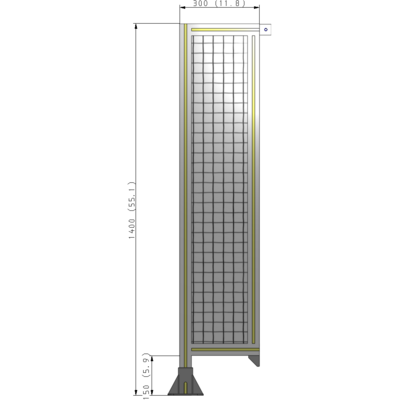 A1-1400-0300-0150-TYMFA SINGLE PANEL-LEG ON LEFT WITH TIE PLATES AND ANGLE 1400MM X 300MM 1" MESH, FULLY ASSEMBLED