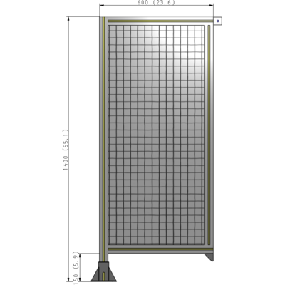 A1-1400-0600-0150-TYMFK SINGLE PANEL-LEG ON LEFT WITH TIE PLATES AND ANGLE 1400MM X 600MM  1" MESH, AS A KIT