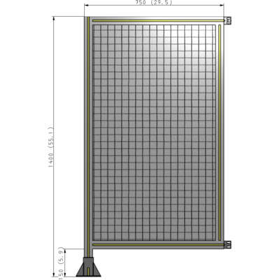 A1-1400-0750-0150-HYMFK SINGLE PANEL-LEG ON LEFT WITH HINGES 1400MM X 750MM  1" MESH, AS A KIT