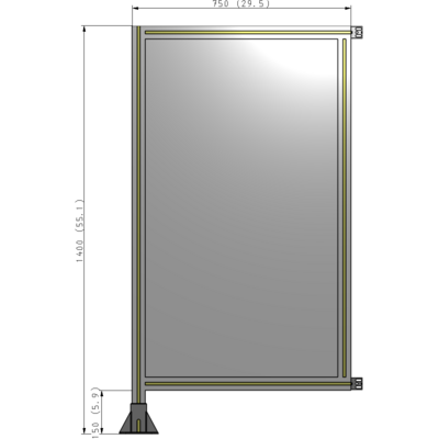 A1-1400-0750-0150-HYPFK SINGLE PANEL-LEG ON LEFT WITH HINGES 1400MM X 750MM 1/4" POLYCARBONATE, AS A KIT