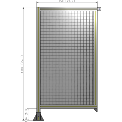 A1-1400-0750-0150-TYMFK SINGLE PANEL-LEG ON LEFT WITH TIE PLATES AND ANGLE 1400MM X 750MM  1" MESH, AS A KIT