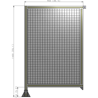 A1-1400-0900-0150-TYMFA SINGLE PANEL-LEG ON LEFT WITH TIE PLATES AND ANGLE 1400MM X 900MM 1" MESH, FULLY ASSEMBLED