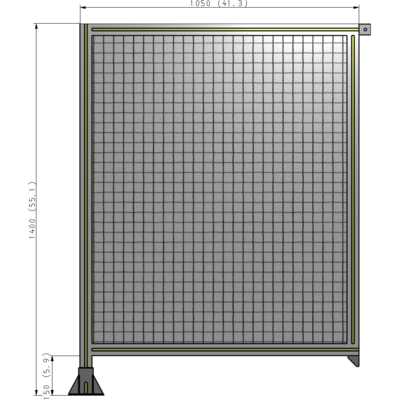 A1-1400-1050-0150-TYMFA SINGLE PANEL-LEG ON LEFT WITH TIE PLATES AND ANGLE 1400MM X 1050MM  1" MESH, FULLY ASSEMBLED