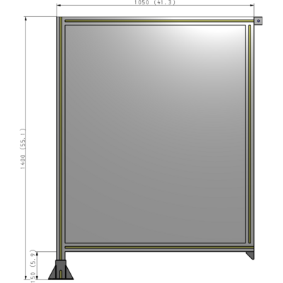A1-1400-1050-0150-TYPFK SINGLE PANEL-LEG ON LEFT WITH TIE PLATES AND ANGLE 1400MM X 1050MM  1/4" POLYCARBONATE, AS A KIT