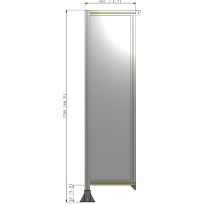 A1-1700-0450-0150-TYPFA SINGLE PANEL-LEG ON LEFT WITH TIE PLATES AND ANGLE 1700MM X 450MM  1/4" POLYCARBONATE, ASSEMBLED