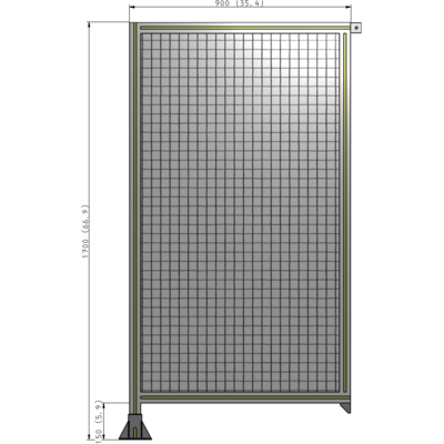 A1-1700-0900-0150-TYMFA SINGLE PANEL-LEG ON LEFT WITH TIE PLATES AND ANGLE 1700MM X 900MM  1" MESH, FULLY ASSEMBLED