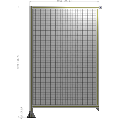 A1-1700-1050-0150-TYMFA SINGLE PANEL-LEG ON LEFT WITH TIE PLATES AND ANGLE 1700MM X 1050MM  1" MESH, FULLY ASSEMBLED