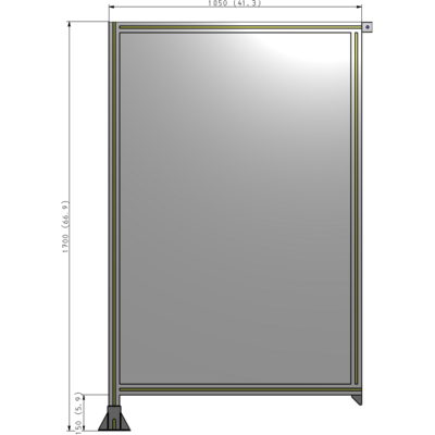 A1-1700-1050-0150-TYPFK SINGLE PANEL-LEG ON LEFT WITH TIE PLATES AND ANGLE 1700MM X 1050MM  1/4" POLYCARBONATE, AS A KIT