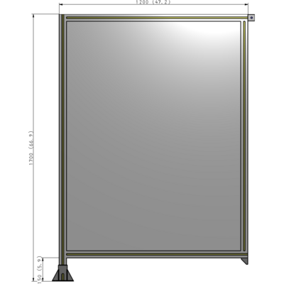 A1-1700-1200-0150-TYPFA SINGLE PANEL-LEG ON LEFT WITH TIE PLATES AND ANGLE 1700MM X 1200MM  1/4" POLYCARBONATE, ASSEMBLED
