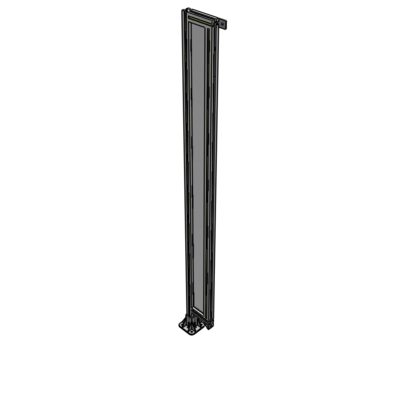 A1-2135-0200-0150-TYPFA SINGLE PANEL-LEG ON LEFT WITH TIE PLATES AND ANGLE 2135MM X 200MM  1/4" POLYCARBONATE, ASSEMBLED
