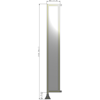 A1-2135-0300-0150-HYPFK SINGLE PANEL-LEG ON LEFT WITH HINGES 2135MM X 300MM  1/4" POLYCARBONATE, AS A KIT