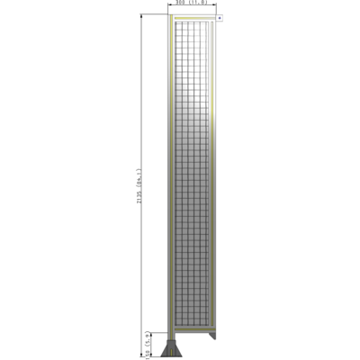 A1-2135-0300-0150-TYMFA SINGLE PANEL-LEG ON LEFT WITH TIE PLATES AND ANGLE 2135MM X 300MM 1" MESH, FULLY ASSEMBLED