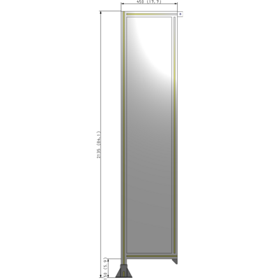 A1-2135-0450-0150-TYPFK SINGLE PANEL-LEG ON LEFT WITH TIE PLATES AND ANGLE 2135MM X 450MM 1/4" POLYCARBONATE, AS A KIT