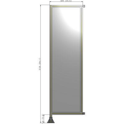 A1-2135-0600-0150-HYPFK SINGLE PANEL-LEG ON LEFT WITH HINGES 2135MM X 600MM 1/4" POLYCARBONATE, AS A KIT