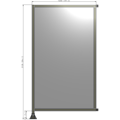 A1-2135-1200-0150-HYPFK SINGLE PANEL-LEG ON LEFT WITH HINGES 2135MM X 1200MM 1/4" POLYCARBONATE, AS A KIT