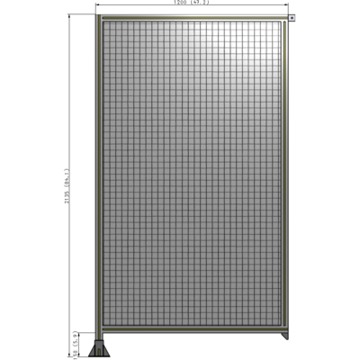 A1-2135-1200-0150-TYMFA SINGLE PANEL-LEG ON LEFT WITH TIE PLATES AND ANGLE 2135MM X 1200MM  1" MESH, FULLY ASSEMBLED