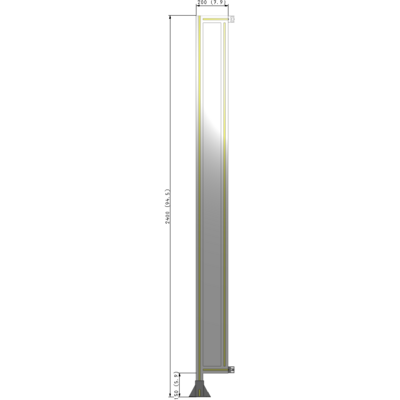 A1-2400-0200-0150-HYPFK SINGLE PANEL-LEG ON LEFT WITH HINGES 2400MM X 200MM 1/4" POLYCARBONATE, AS A KIT