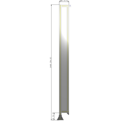 A1-2400-0200-0150-TYPFK SINGLE PANEL-LEG ON LEFT WITH TIE PLATES AND ANGLE 2400MM X 200MM 1/4" POLYCARBONATE, AS A KIT
