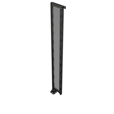 A1-2400-0300-0150-TYPFA SINGLE PANEL-LEG ON LEFT WITH TIE PLATES AND ANGLE 2400MM X 300MM 1/4" POLYCARBONATE, ASSEMBLED