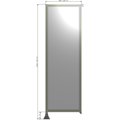A1-2400-0750-0150-TYPFK SINGLE PANEL-LEG ON LEFT WITH TIE PLATES AND ANGLE 2400MM X 750MM 1/4" POLYCARBONATE, AS A KIT