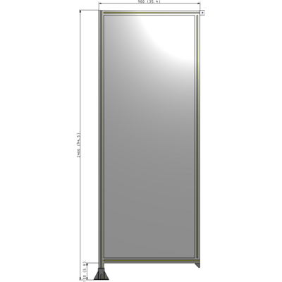 A1-2400-0900-0150-TYPFK SINGLE PANEL-LEG ON LEFT WITH TIE PLATES AND ANGLE 2400MM X 900MM 1/4" POLYCARBONATE, AS A KIT