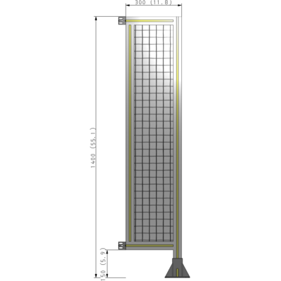A2-1400-0300-0150-HYMFK SINGLE PANEL-LEG ON RIGHT WITH HINGES 1400MM X 300MM 1" MESH, AS A KIT
